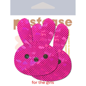 Bunny: Glittery Pink Marshmallow Easter Rabbit Nipple Cover Pasties by Paste