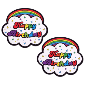 the Cloud: Rainbow 'Happy Birthday' Cloud Nipple Pasties by Pastease can transform any look.