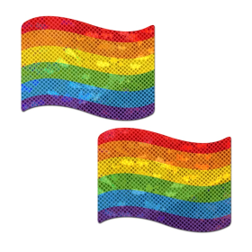 Flag: Gay Rainbow Waving Flag Nipple Pasties by Pastease