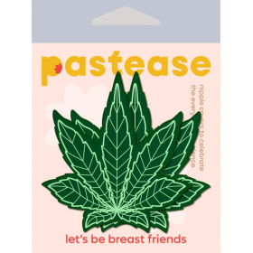 Green Weed Leaf Nipple Stickers by Pastease