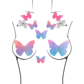 Tinky's Revenge Pink Blue Holographic Butterfly Kisses Nipztix Pasties Nipple Covers