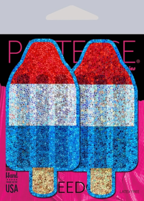 Red, White & Blue Ice Popsicle Glitter Pasties