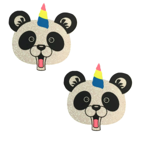 PandaCorn White Glitter Blacklight Spirit Party Animal Nipple Cover Pasties