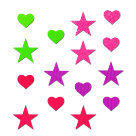 Pastease Confetti: Neon Green, Red, Pink & Purple Baby Star & Heart Body Pasties by Pastease