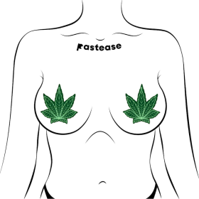 Indica Pot Leaf: Green Weed Nipple Pasties by Pastease