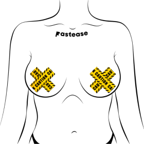Pastease Nipple Pasties - Plus X Crossed Caution Tape