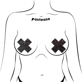 Petite Plus X: Two Pair of Small Sparkle Black Plus Nipple Pasties by Pastease