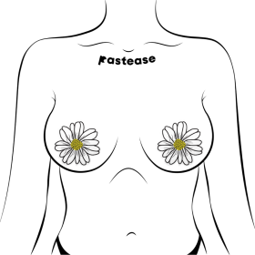 Wildflower: White and Yellow with Black Flower Nipple Pasties