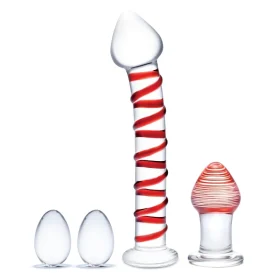 Gläs 4PC MR.Swirly Set With Glass Kegal Balls And 3.25 Inch Butt Plug